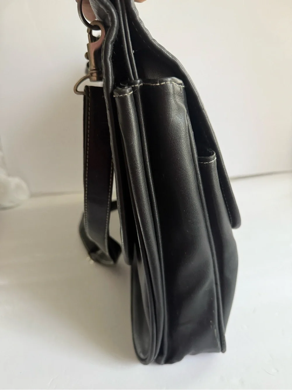 Vintage Disney Mickey Mouse Est. 1928 Black Leather Crossover / Laptop Breifcase
